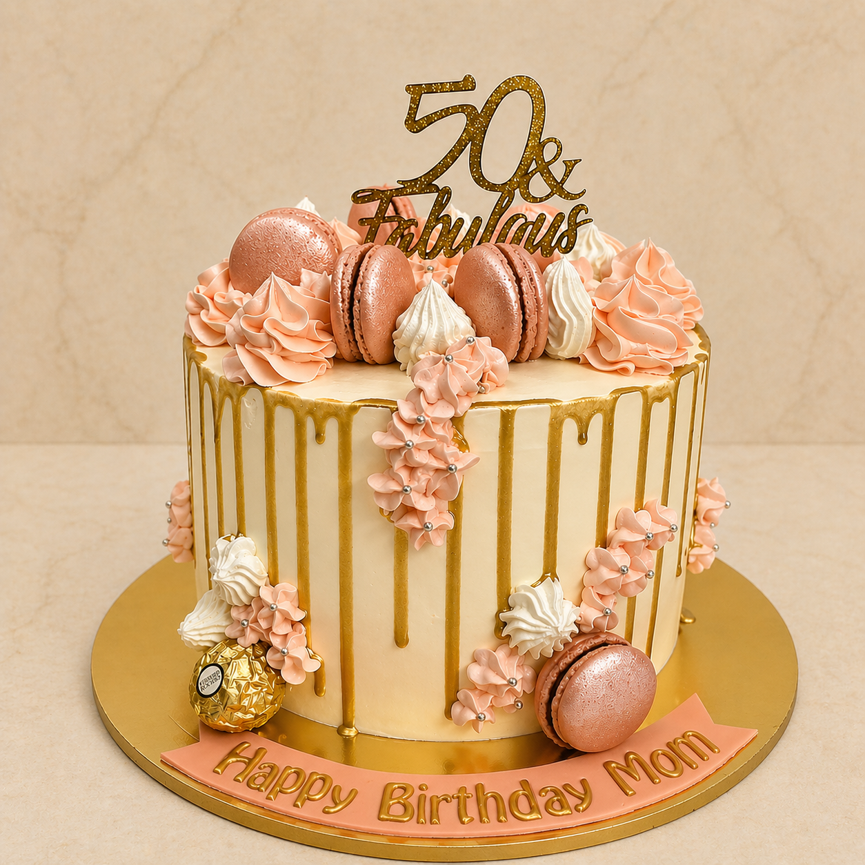 GOLDEN BLUSH DRIP CAKE
