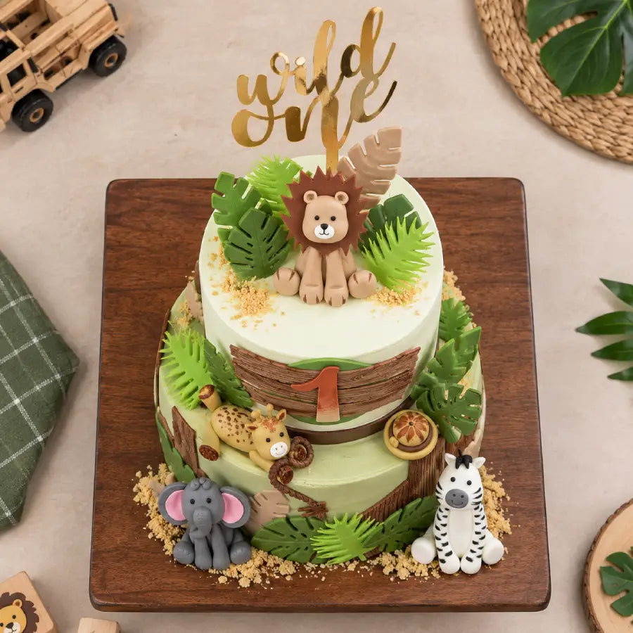 Wild One Safari 2-Tier Birthday Cake