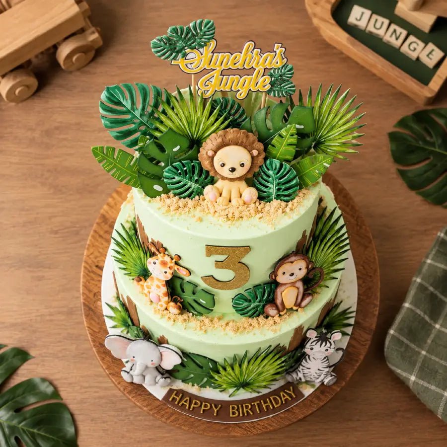 Jungle Mania Birthday Theme Cake