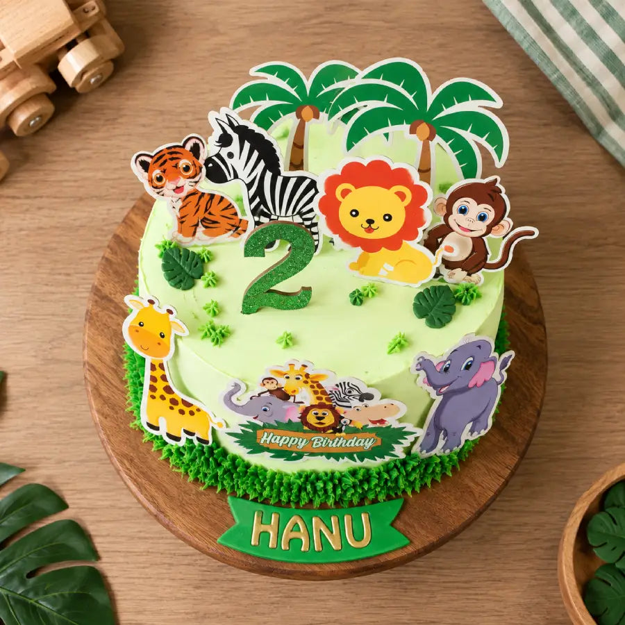 Safari Animal Birthday Theme Cake