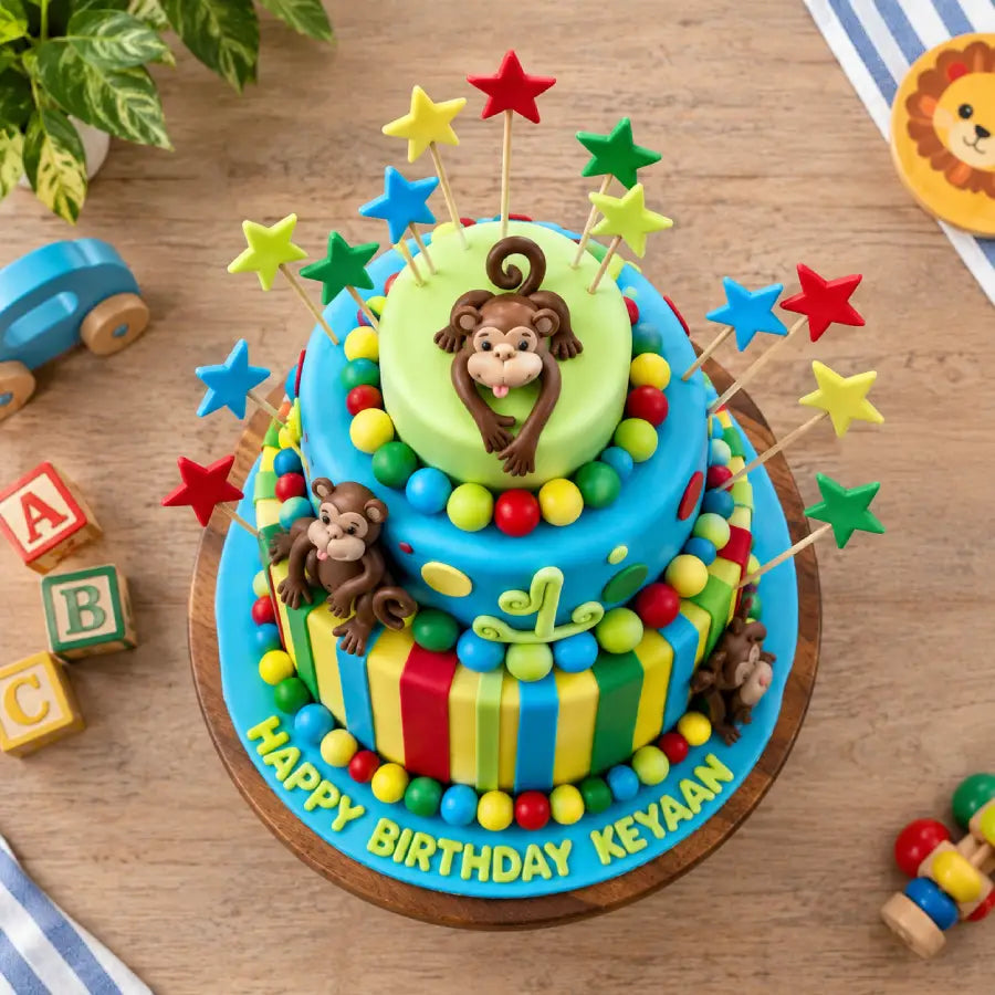 Playful Monkey 3-Tier Cake