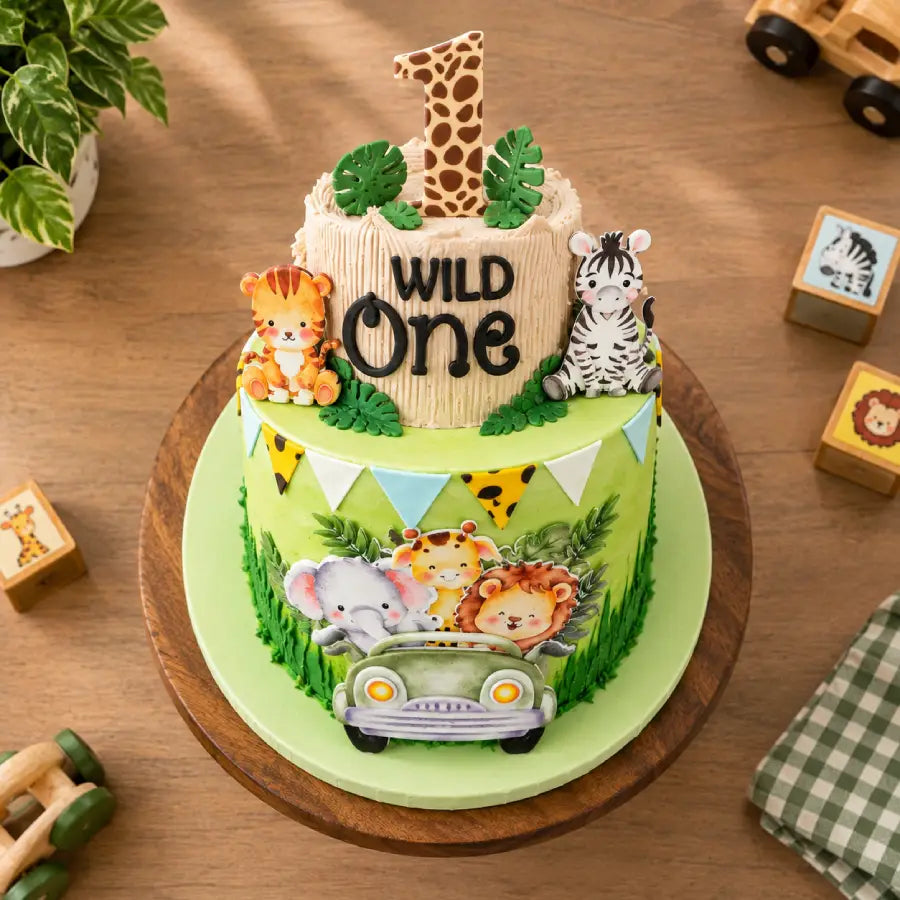 Wild One Jungle Safari Theme Cake
