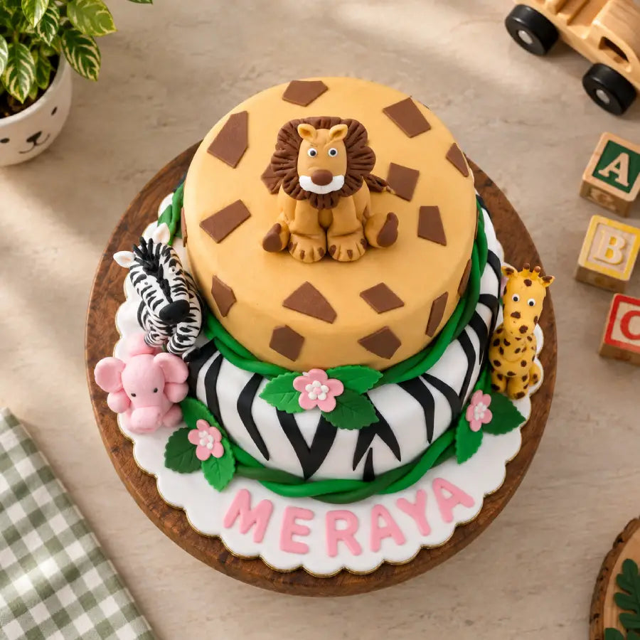 Zebra Animal Safari Theme Cake