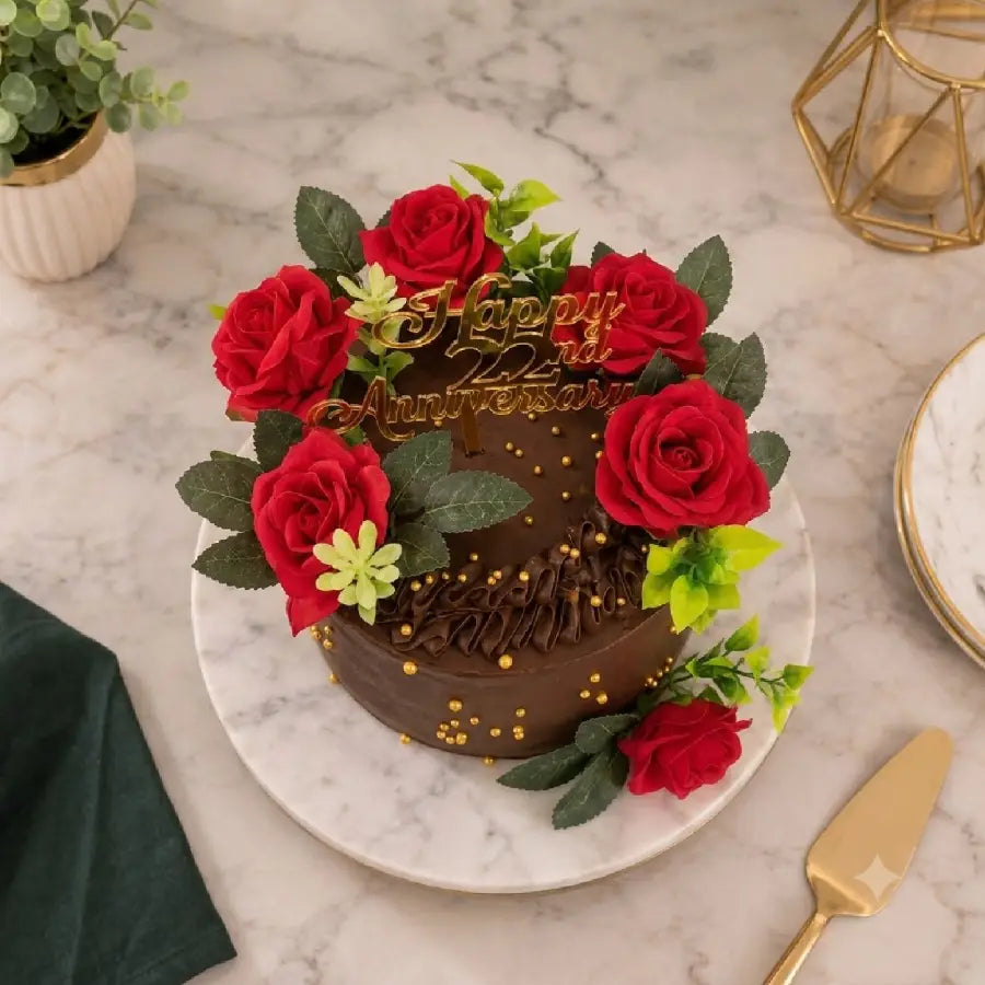 Royal Red Rose Theme Cake