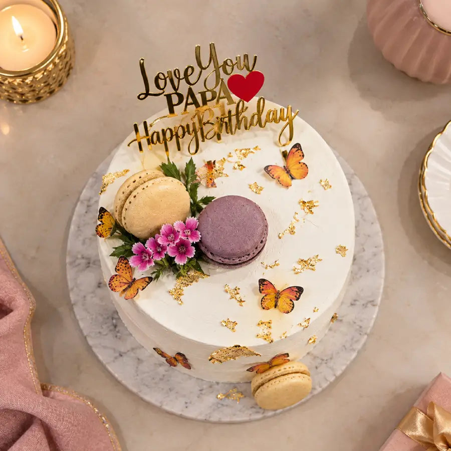 Luxe Butterfly Macaron Cake