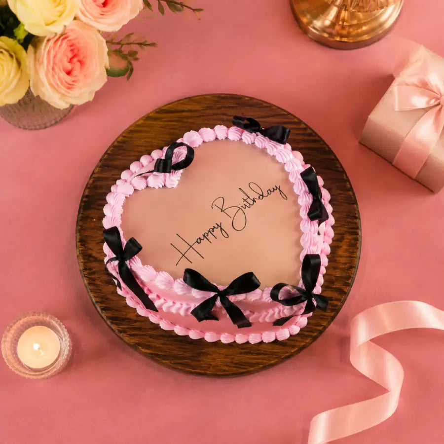 Heart Shape Ribbon Cake