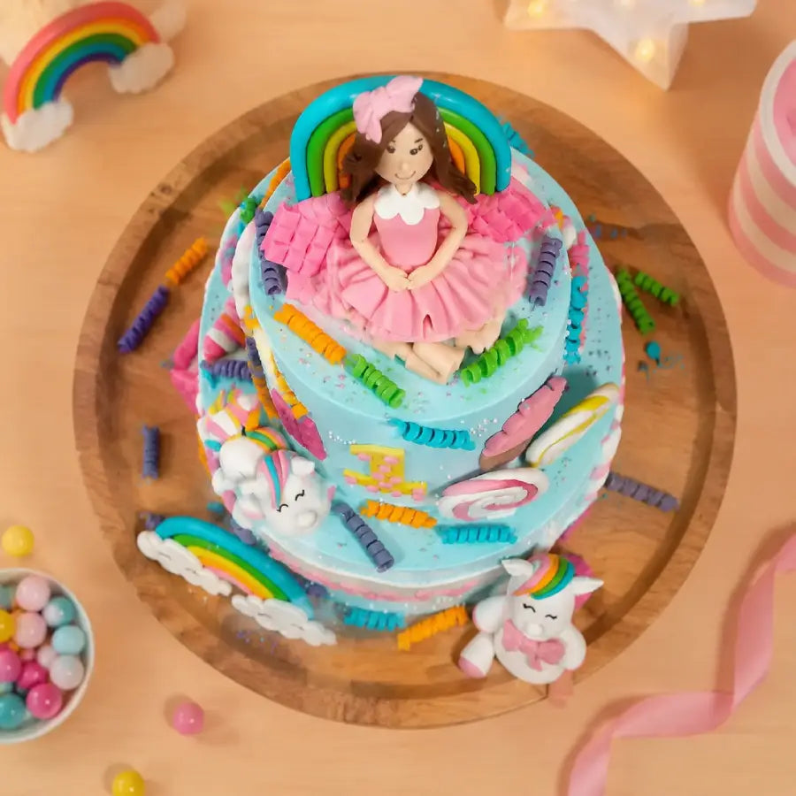Rainbow Unicorn Doll Theme Cake