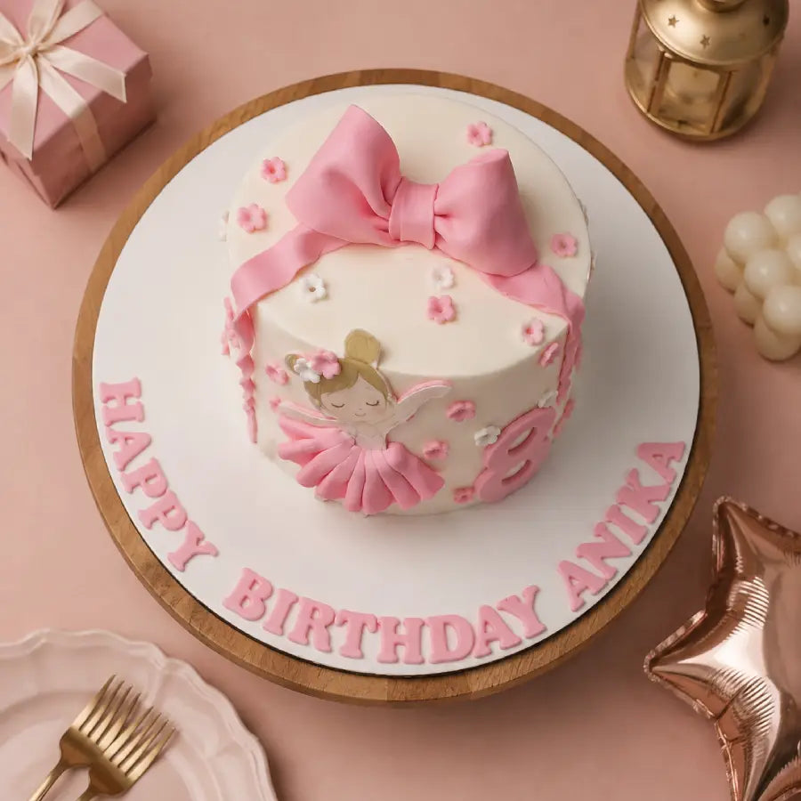 Pink Bow Princess Theme Cake