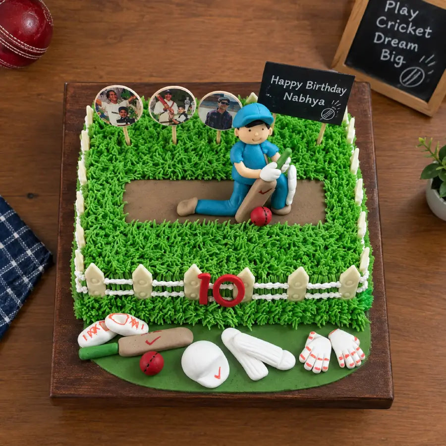 Cricket-Themed Birthday Cake