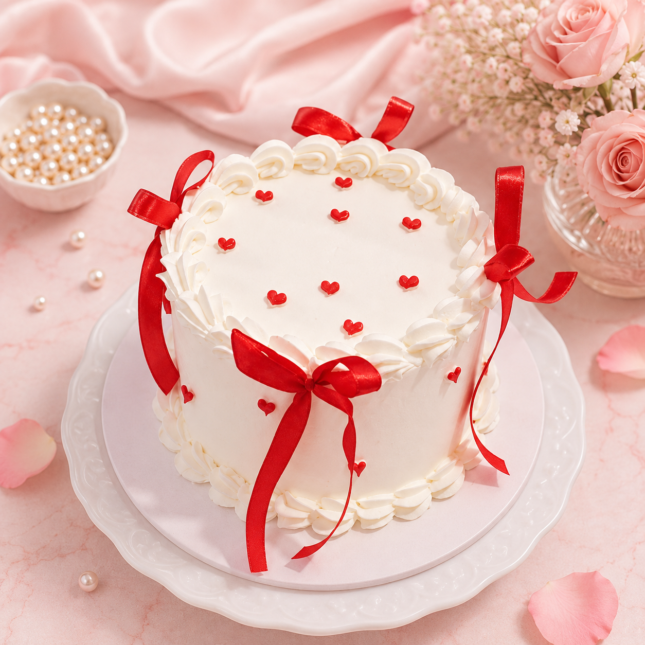 RED HEART RIBBION CAKE