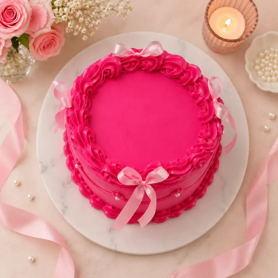 Pink Charm Ribbon Cake