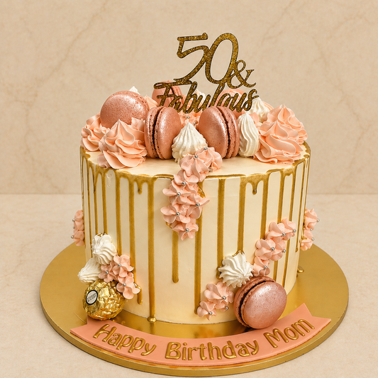 GOLDEN BLUSH DRIP CAKE