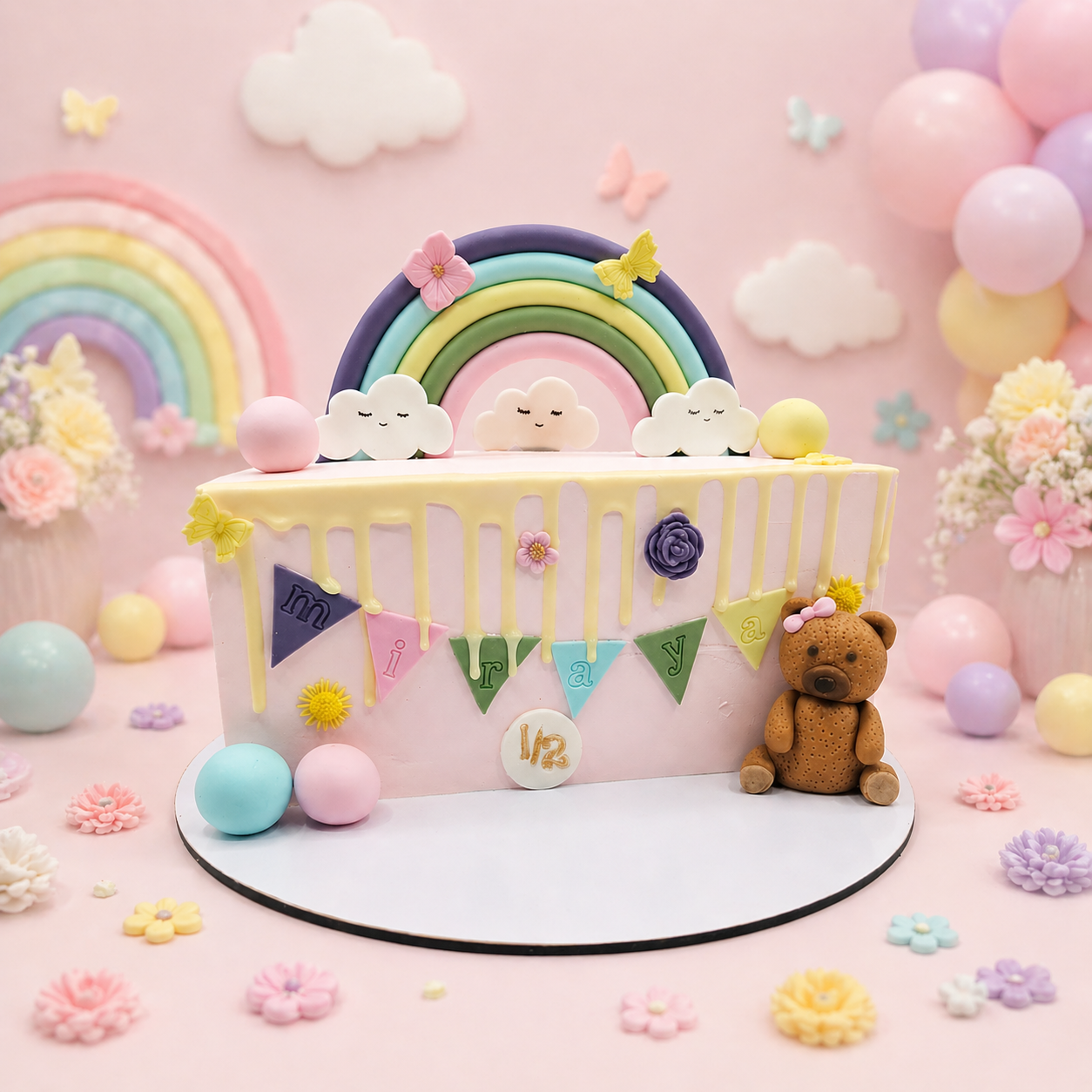 RAINBOW TEDDY HALF CAKE