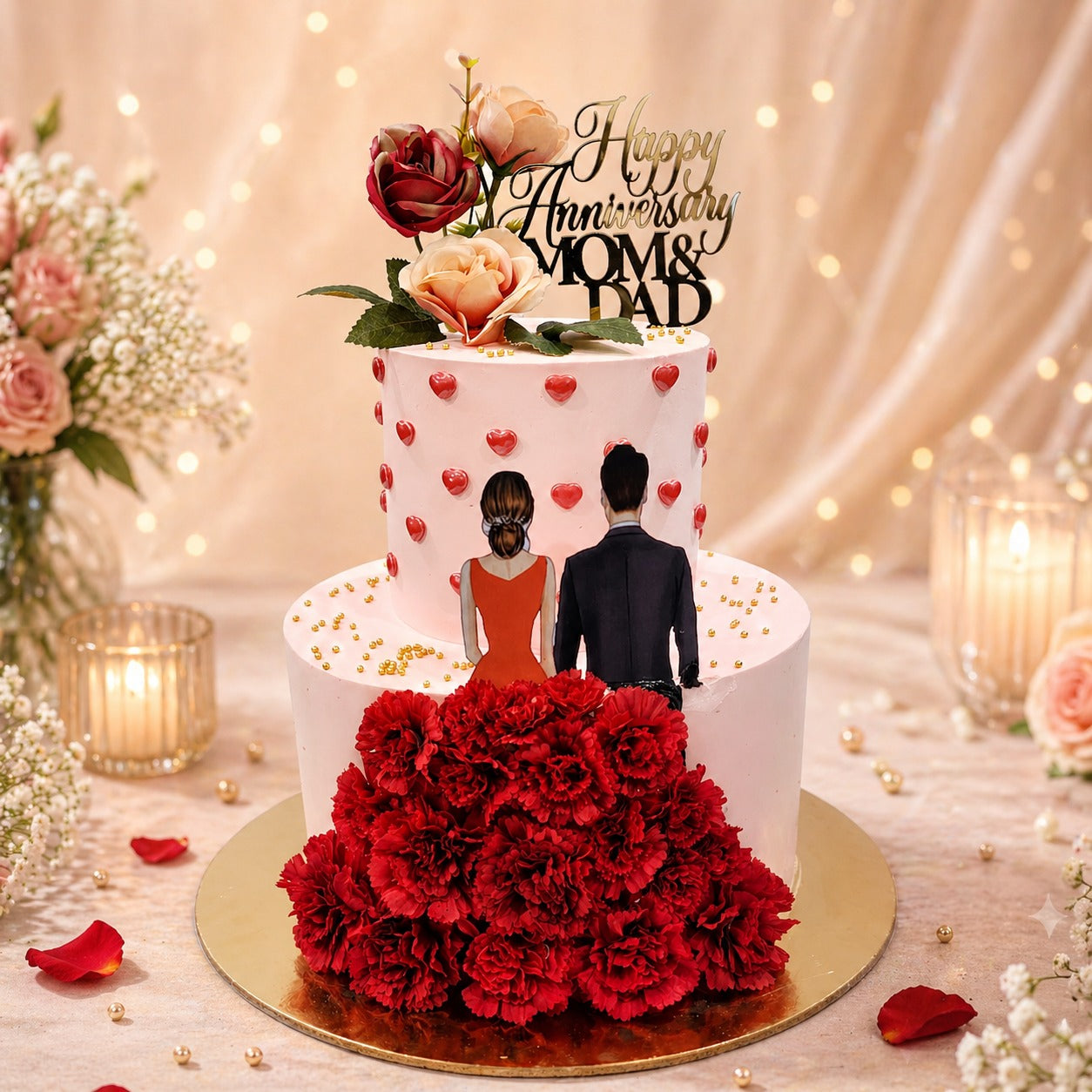 COUPLE SILHOUETTE ANNIVERSARY CAKE