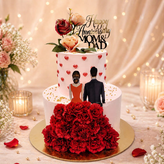 COUPLE SILHOUETTE ANNIVERSARY CAKE