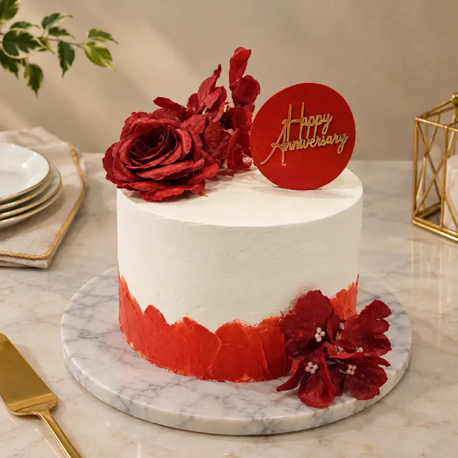 Red Rose Anniversary Cake