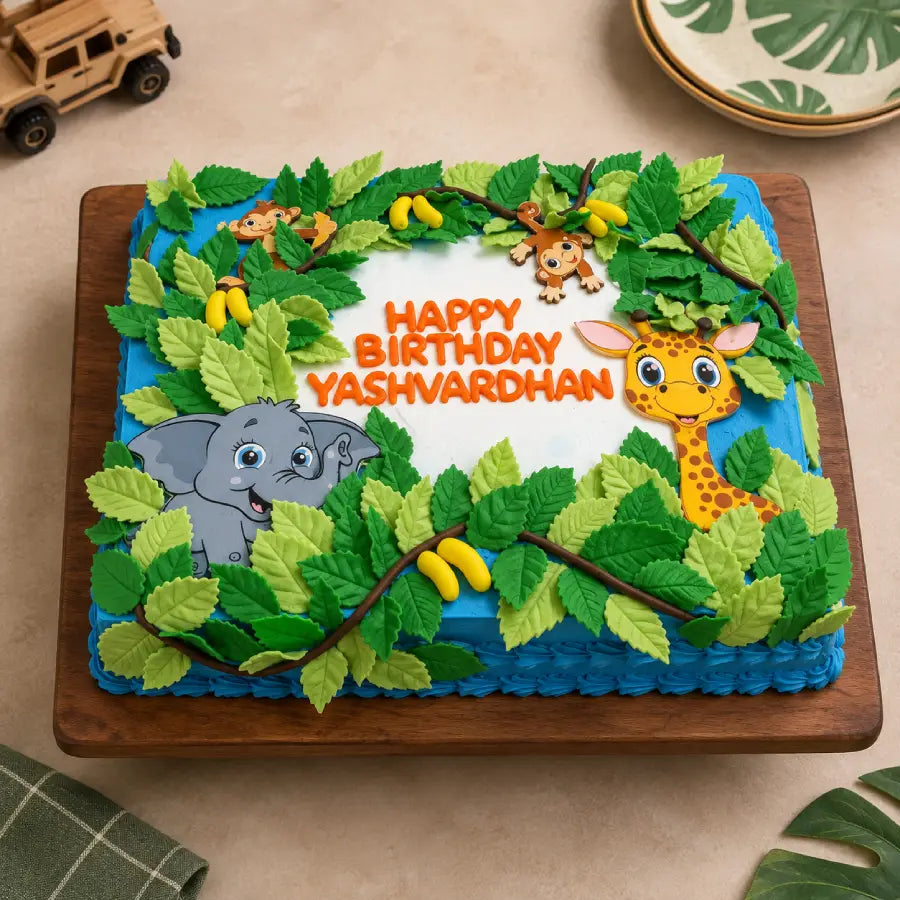 Jungle Safari Theme Birthday Cake