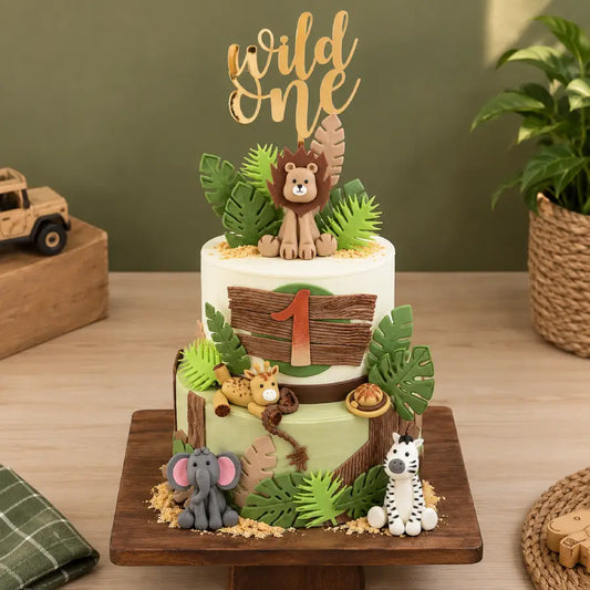 Wild One Safari 2-Tier Birthday Cake