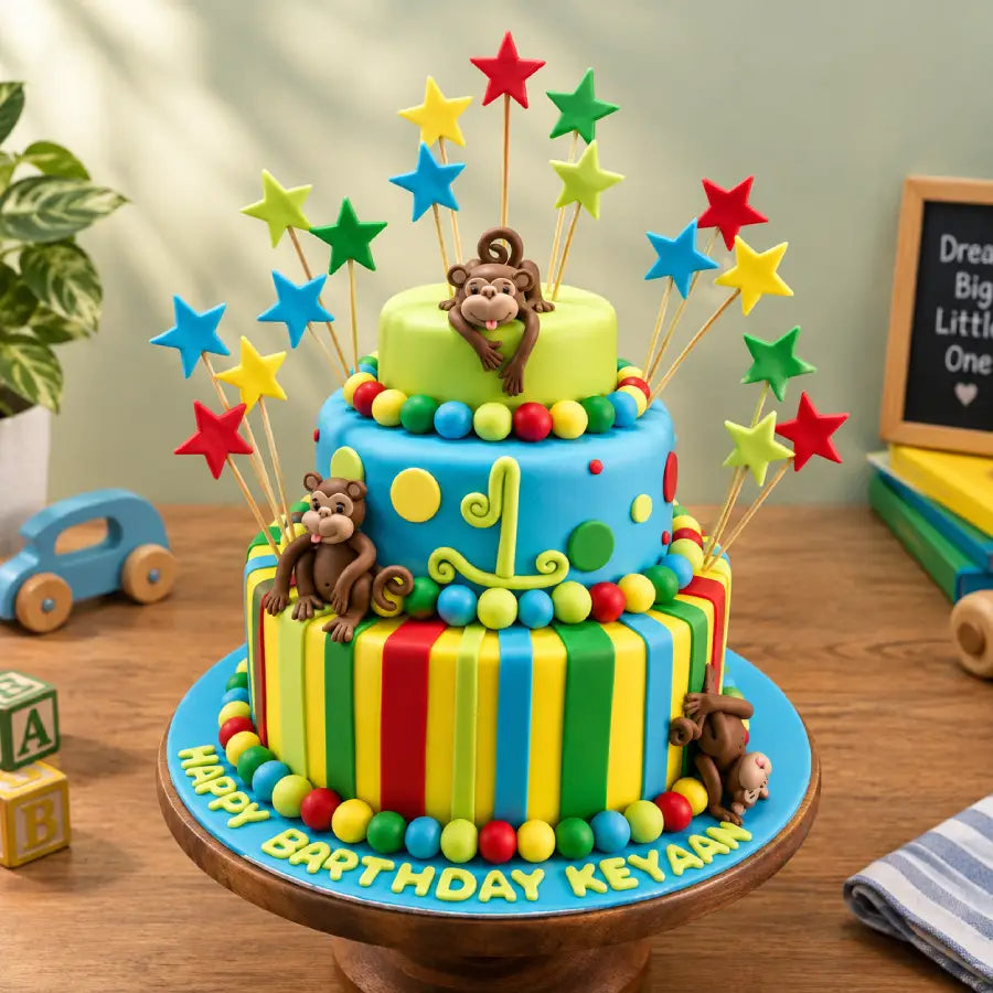 Playful Monkey 3-Tier Cake
