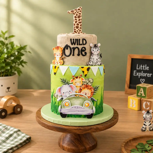 Wild One Jungle Safari Theme Cake