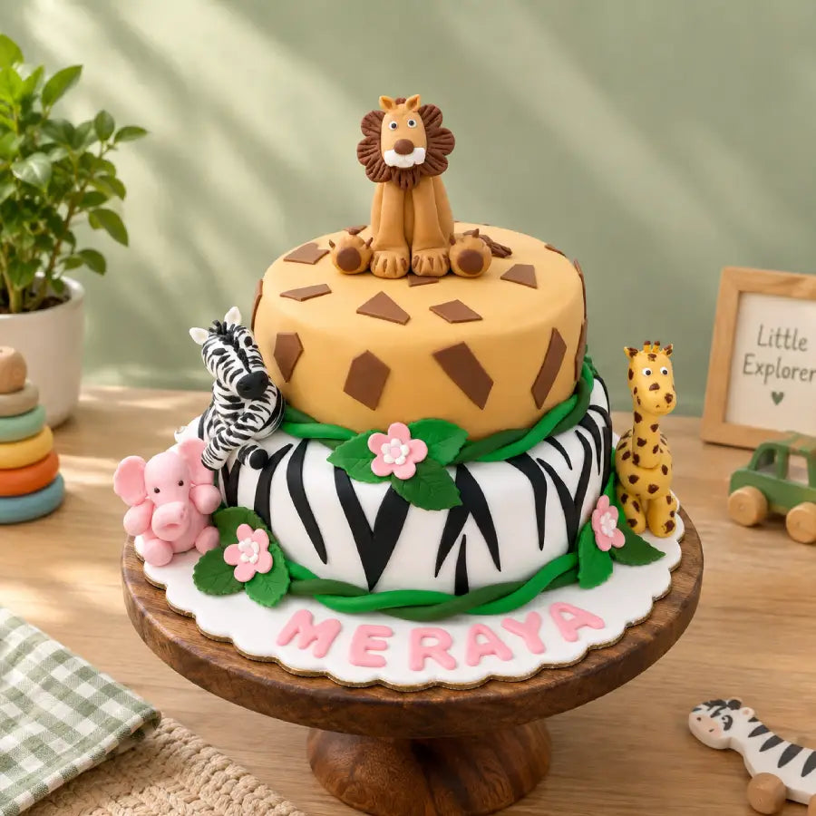 Zebra Animal Safari Theme Cake