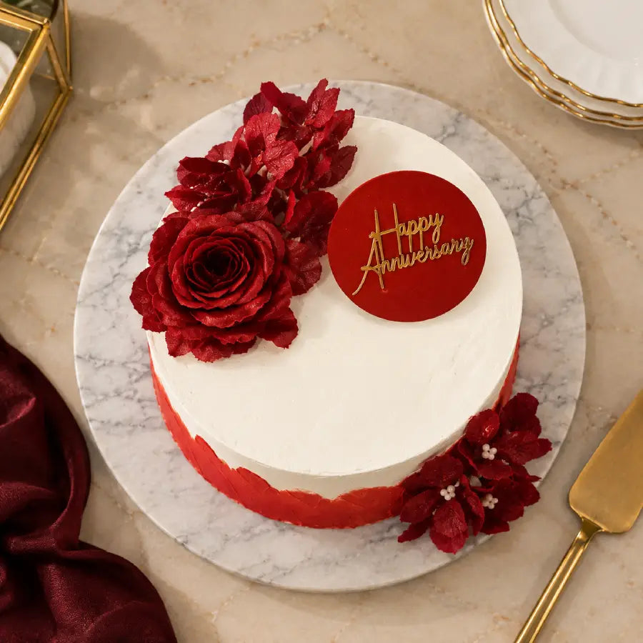 Red Rose Anniversary Cake
