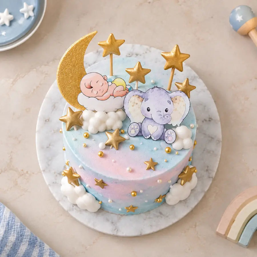 Pastel Ombre Baby Shower Cake