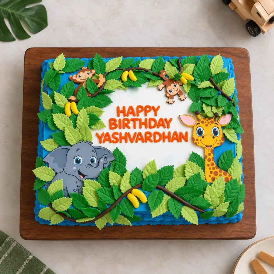 Jungle Safari Theme Birthday Cake