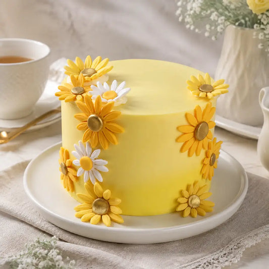 Sunflower N Daisy Theme Cake