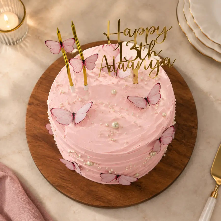 Pink Butterfly Birthday Cake