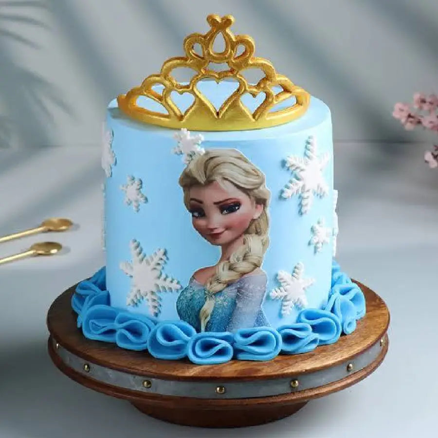 Frozen Princess Crown Theme Cake