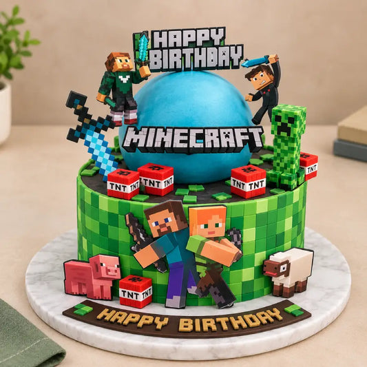 Minecraft Blocks Theme Cake