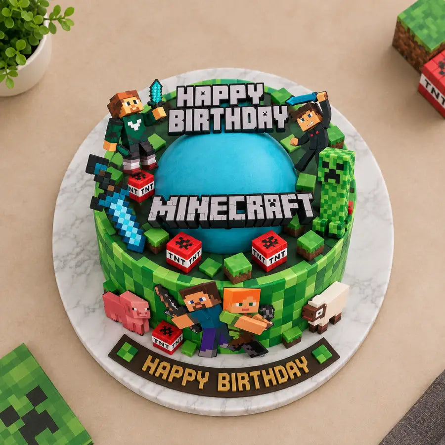 Minecraft Blocks Theme Cake