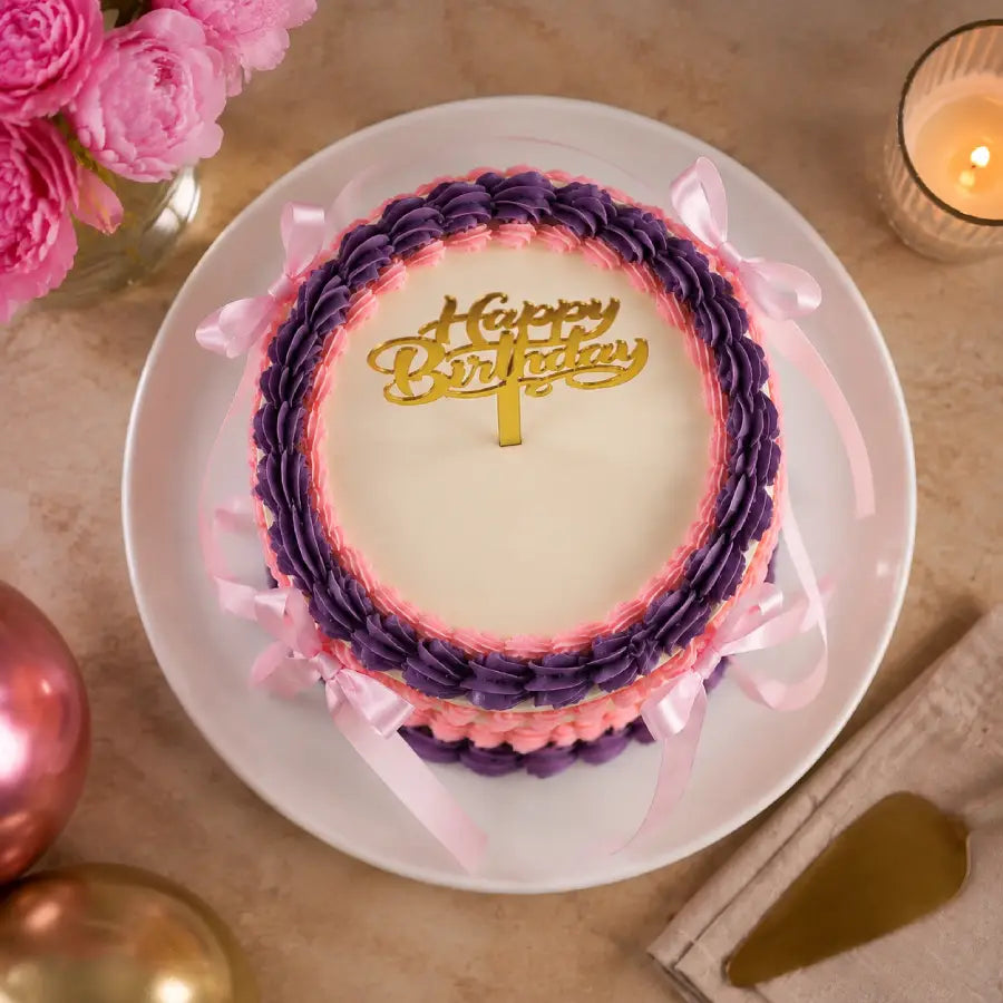 Birthday Blush Ribbon Cake