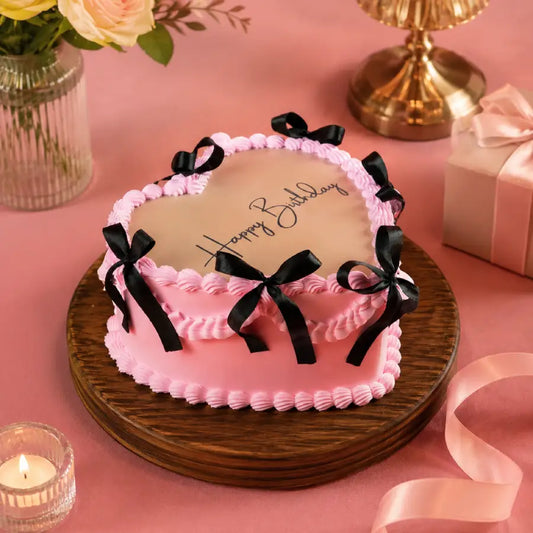 Heart Shape Ribbon Cake