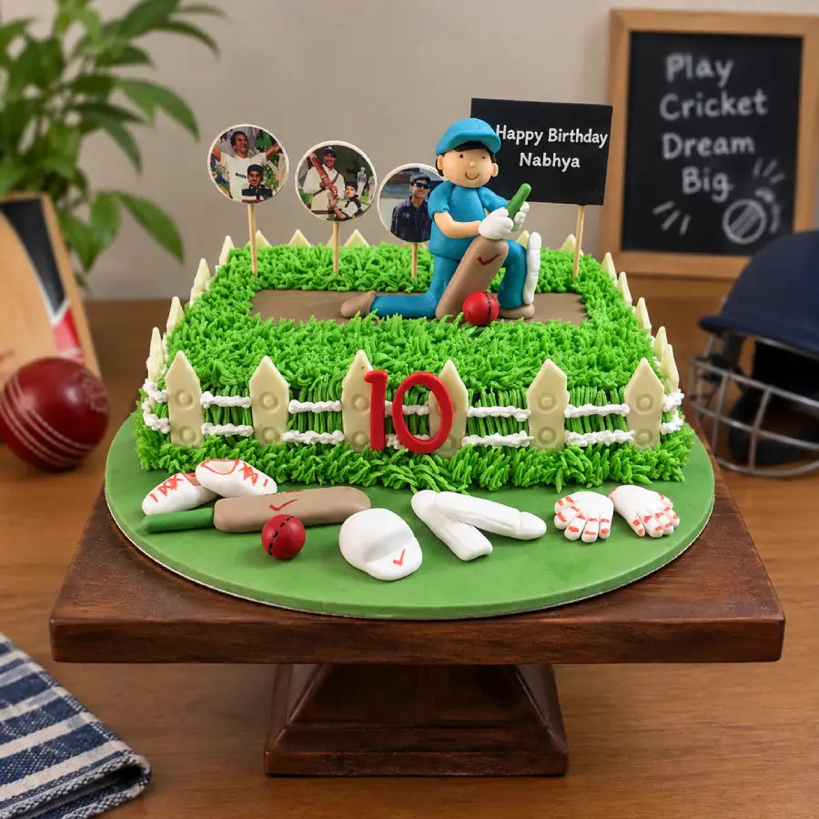 Cricket-Themed Birthday Cake