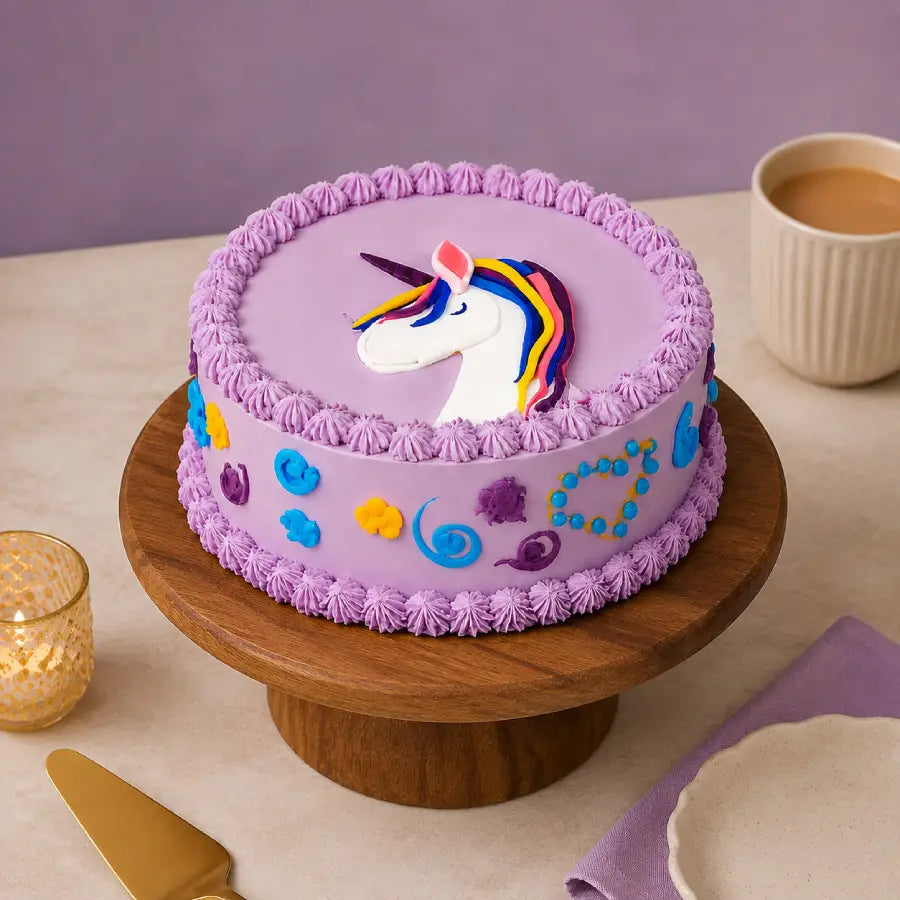Lavender Unicorn Colorful Hair Design Cake