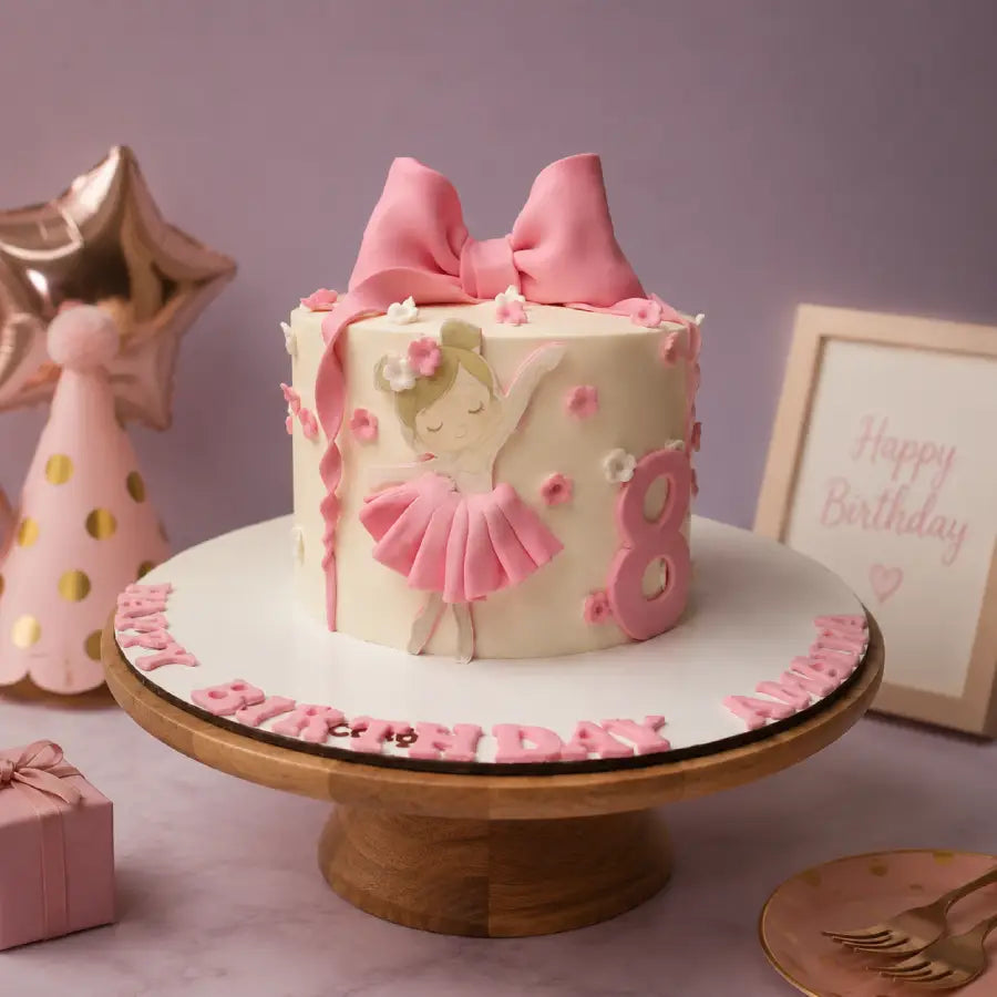 Pink Bow Princess Theme Cake