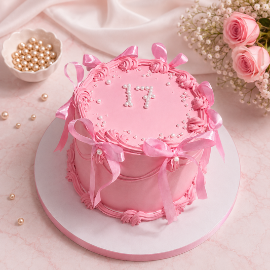 BLUSH PEARL RIBBION CAKE